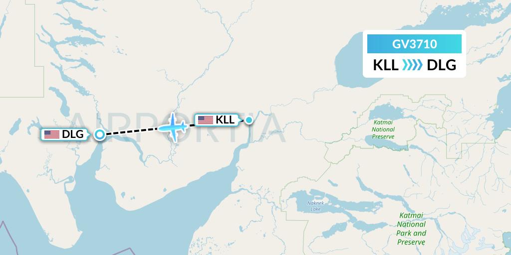GV3710 Grant Aviation Flight Map: Levelock to Dillingham