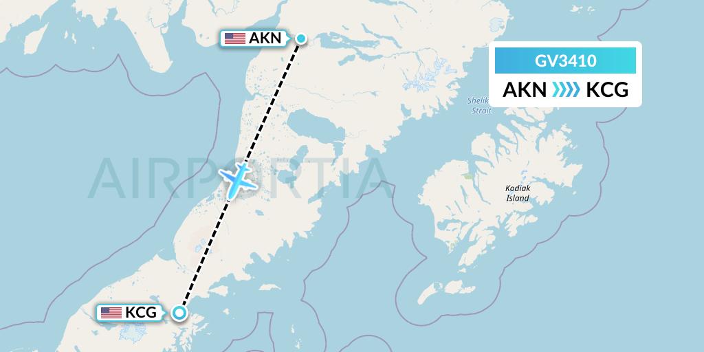 GV3410 Grant Aviation Flight Map: King Salmon to Chignik