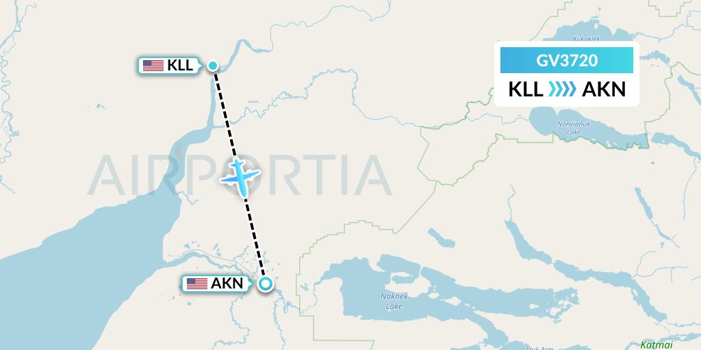 GV3720 Grant Aviation Flight Map: Levelock to King Salmon