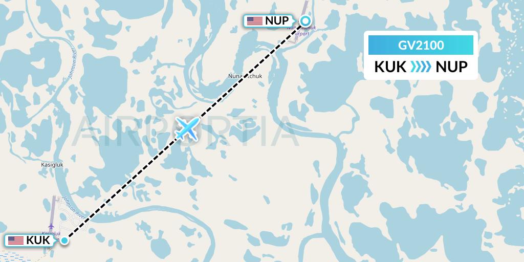GV2100 Grant Aviation Flight Map: Kasigluk to Nunapitchuk