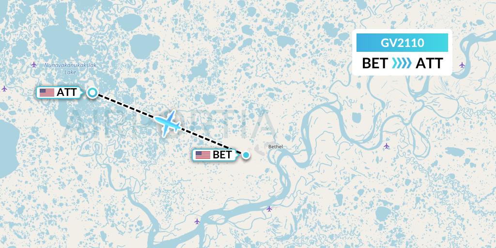 GV2110 Grant Aviation Flight Map: Bethel to Atmautluak