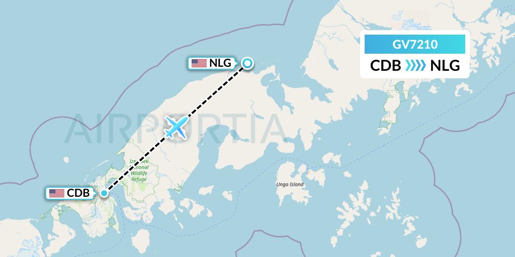 GV7210 Grant Aviation Flight Map: Cold Bay to Nelson Lagoon