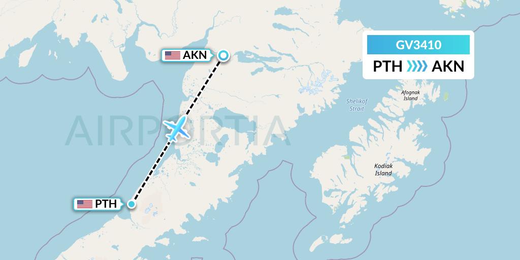 GV3410 Grant Aviation Flight Map: Port Heiden to King Salmon