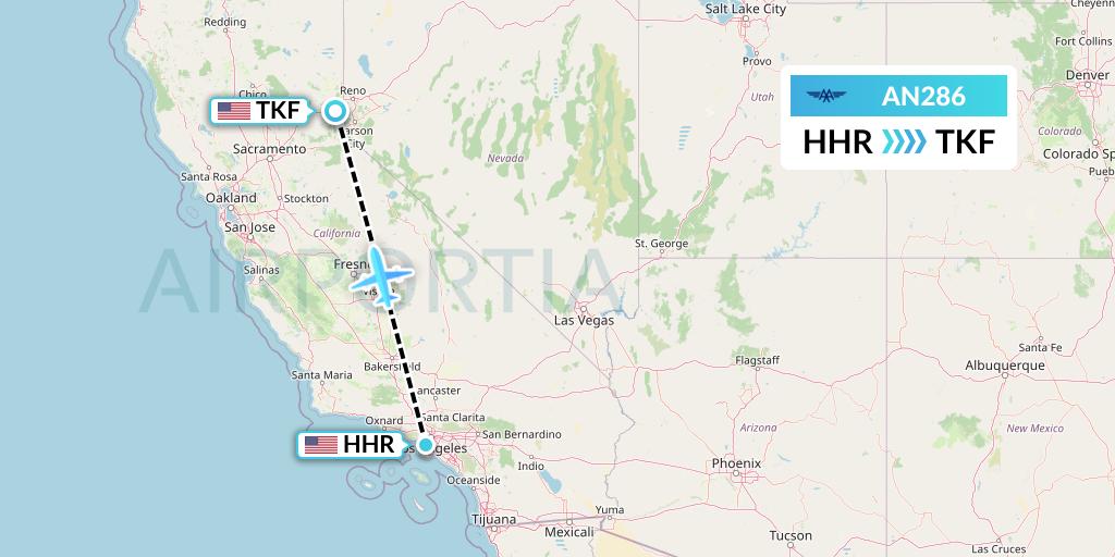 AN286 Advanced Air Flight Map: Hawthorne to Truckee