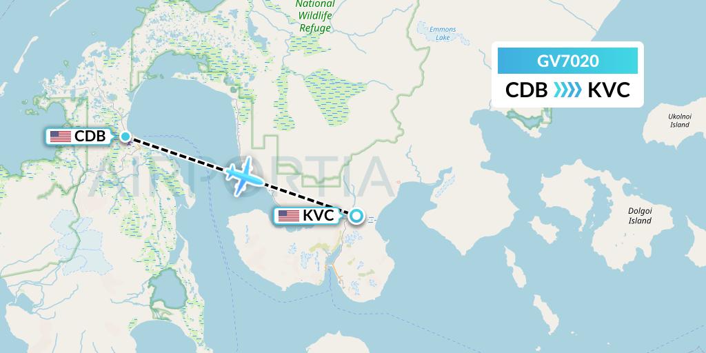 GV7020 Grant Aviation Flight Map: Cold Bay to King Cove
