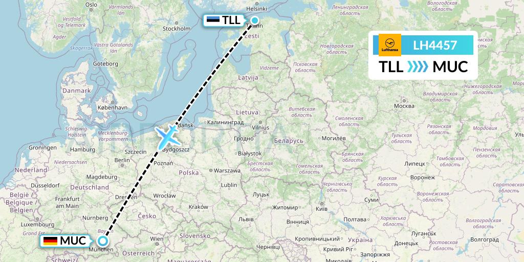 LH4457 Lufthansa Flight Map: Tallinn to Munich