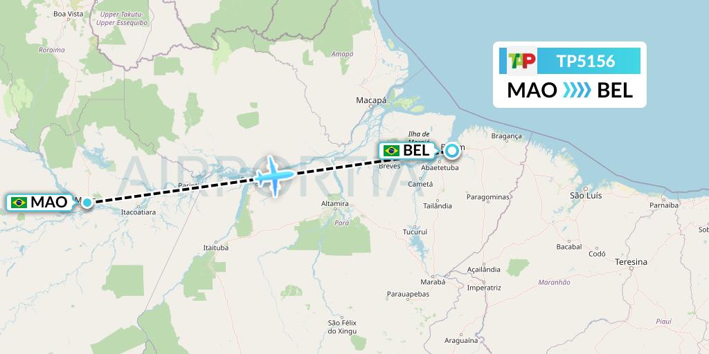 TP5156 TAP Portugal Flight Map: Manaus to Belem