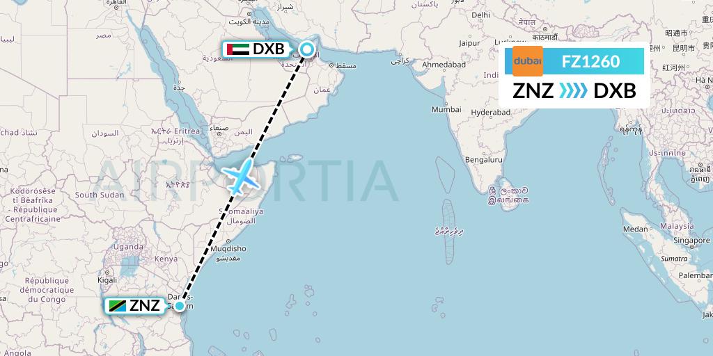 FZ1260 Flight Status FlyDubai Zanzibar to Dubai (FDB1260)