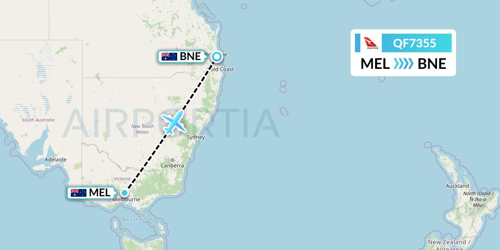 QF7355 Qantas Flight Map: Melbourne to Brisbane