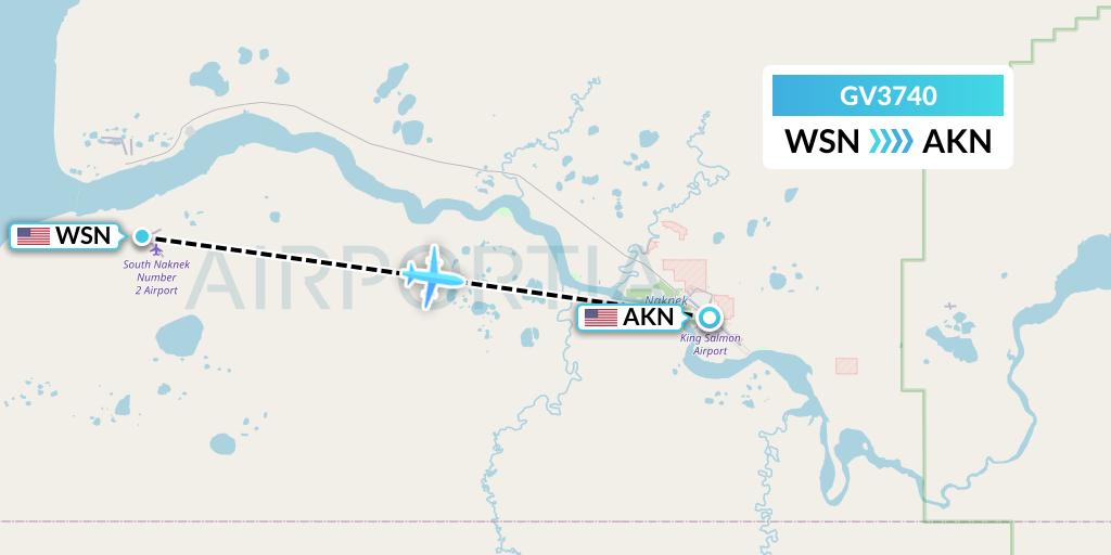 GV3740 Grant Aviation Flight Map: South Naknek to King Salmon