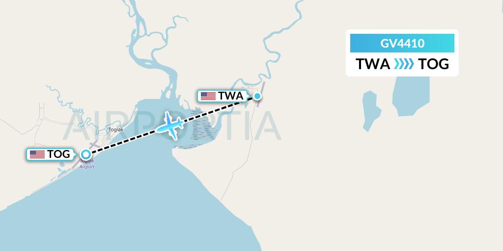 GV4410 Grant Aviation Flight Map: Twin Hills to Togiak Village