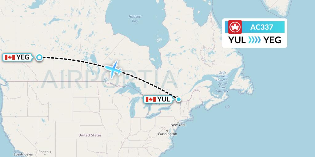 AC337 Air Canada Flight Map: Montreal to Edmonton