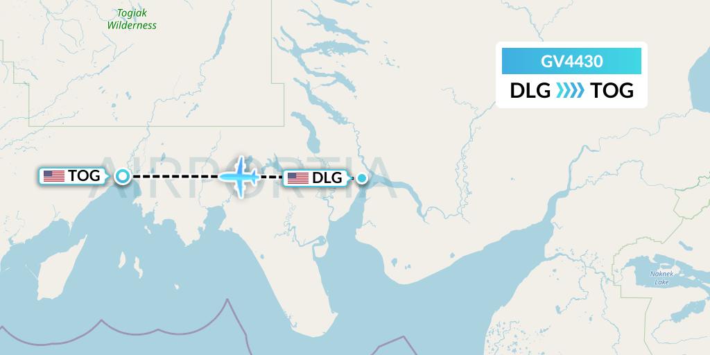 GV4430 Grant Aviation Flight Map: Dillingham to Togiak Village