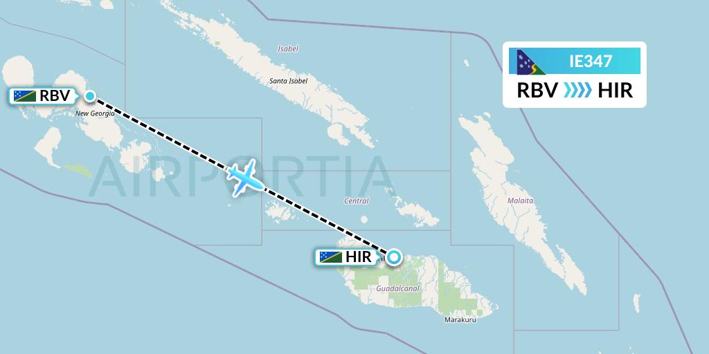IE347 Solomon Airlines Flight Map: Ramata to Honiara
