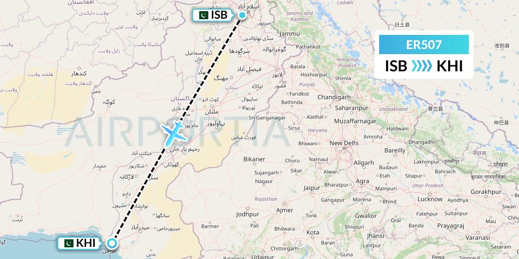ER507 Serene Air Flight Map: Islamabad to Karachi