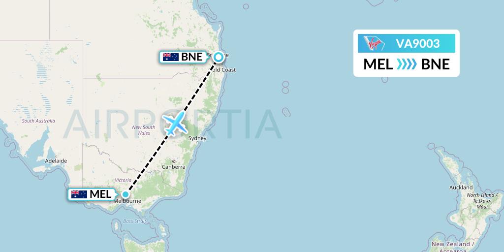 VA9003 Virgin Australia Flight Map: Melbourne to Brisbane