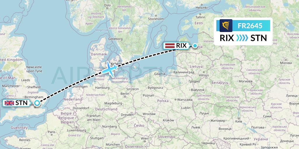 FR2645 Flight Status Ryanair Riga to London (RYR2645)