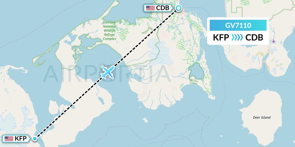 GV7110 Grant Aviation Flight Map: False Pass to Cold Bay