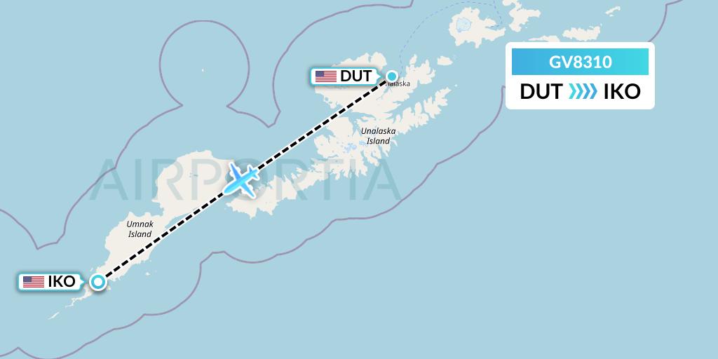GV8310 Grant Aviation Flight Map: Unalaska to Nikolski