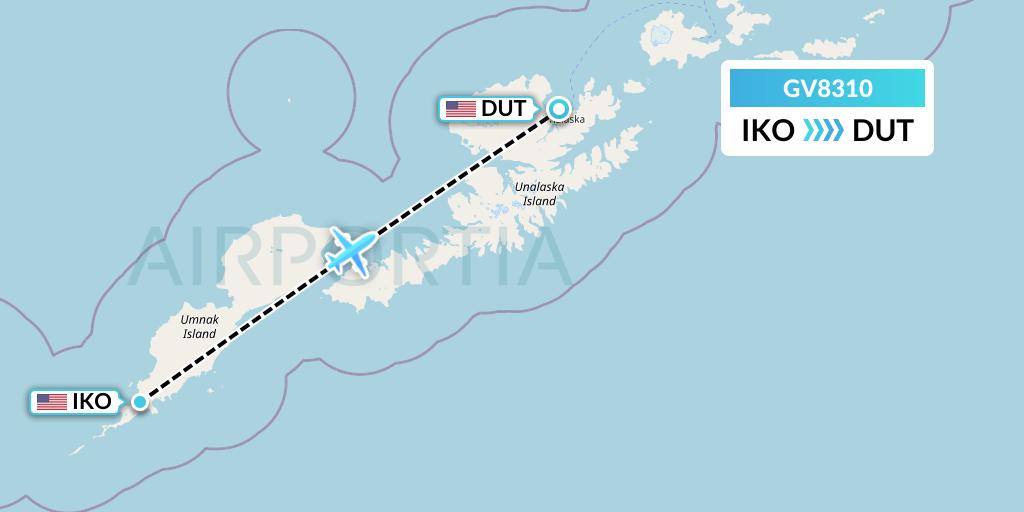 GV8310 Grant Aviation Flight Map: Nikolski to Unalaska