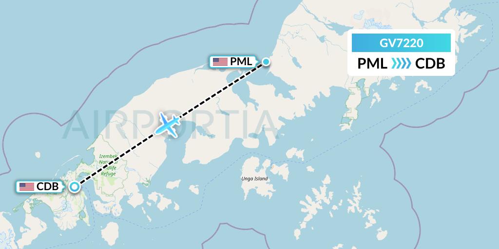 GV7220 Grant Aviation Flight Map: Cold Bay to Cold Bay