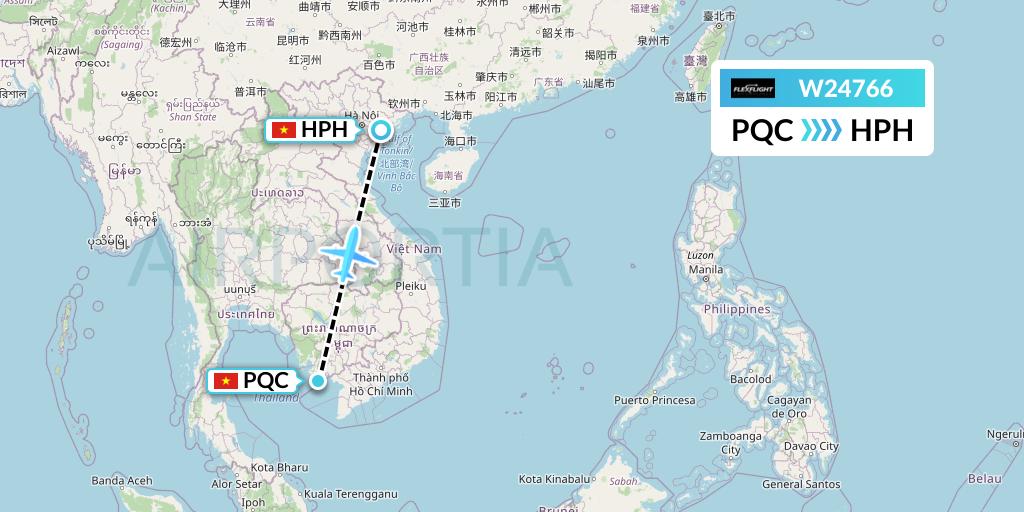 W24766 Flex Flight Flight Map: Phu Quoc to Haiphong
