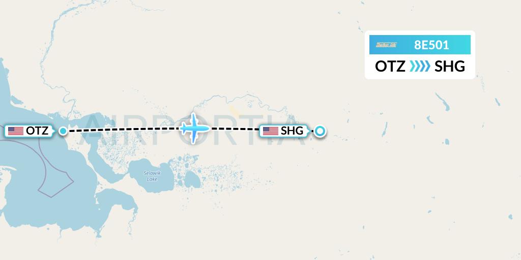 8E501 Bering Air Flight Map: Kotzebue to Shungnak