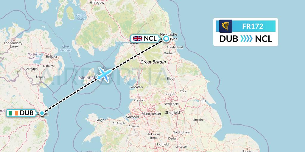 FR172 Flight Status Ryanair Dublin to Newcastle (RYR172)