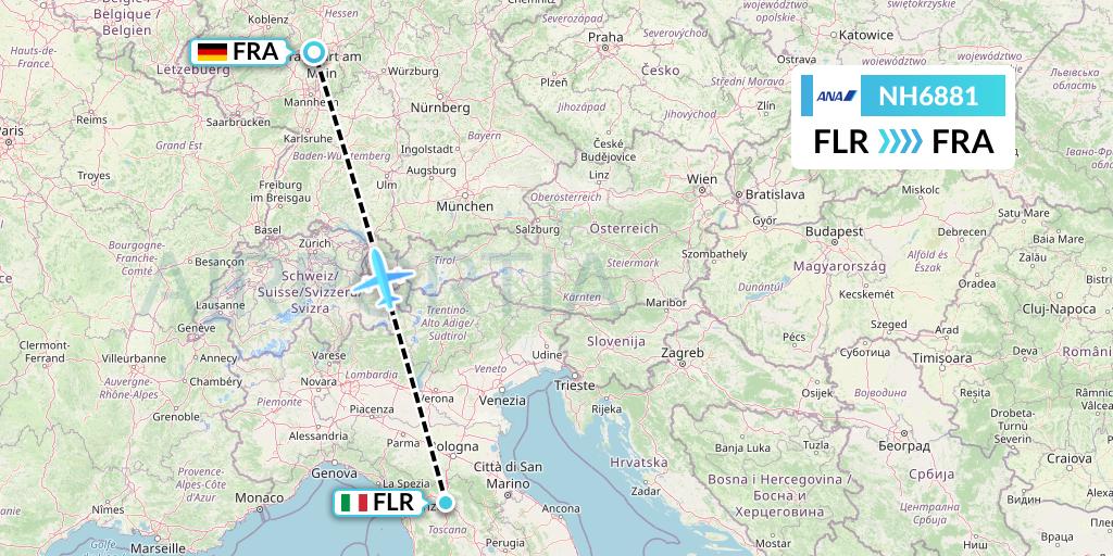 NH6881 All Nippon Airways Flight Map: Florence to Frankfurt
