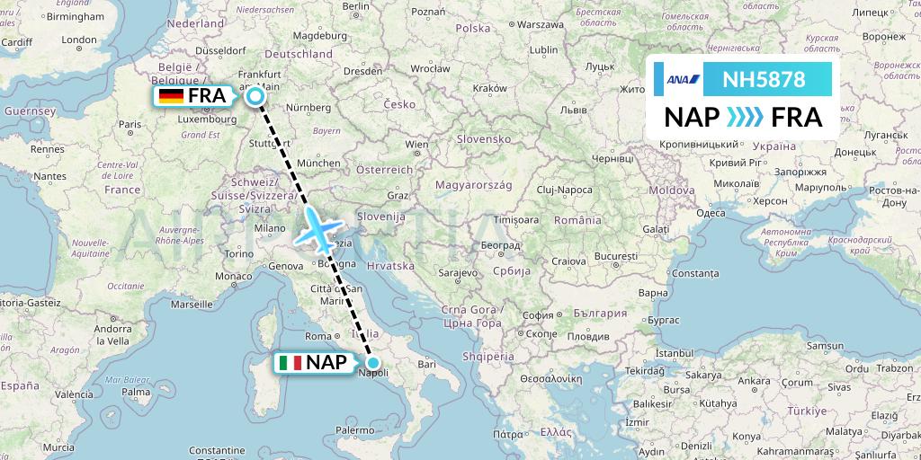NH5878 All Nippon Airways Flight Map: Naples to Frankfurt