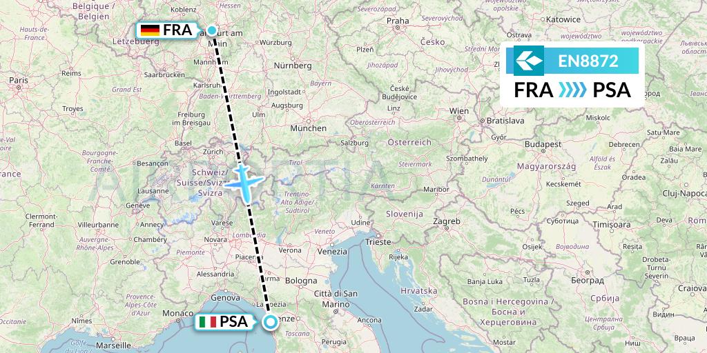 EN8872 Air Dolomiti Flight Map: Frankfurt to Pisa