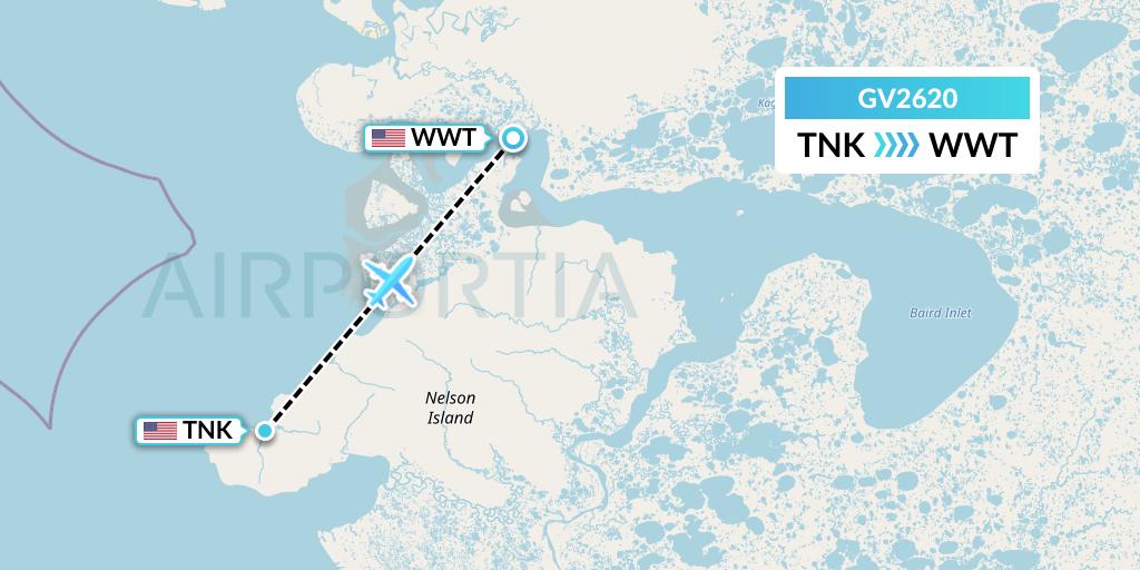 GV2620 Grant Aviation Flight Map: Tununak to Newtok