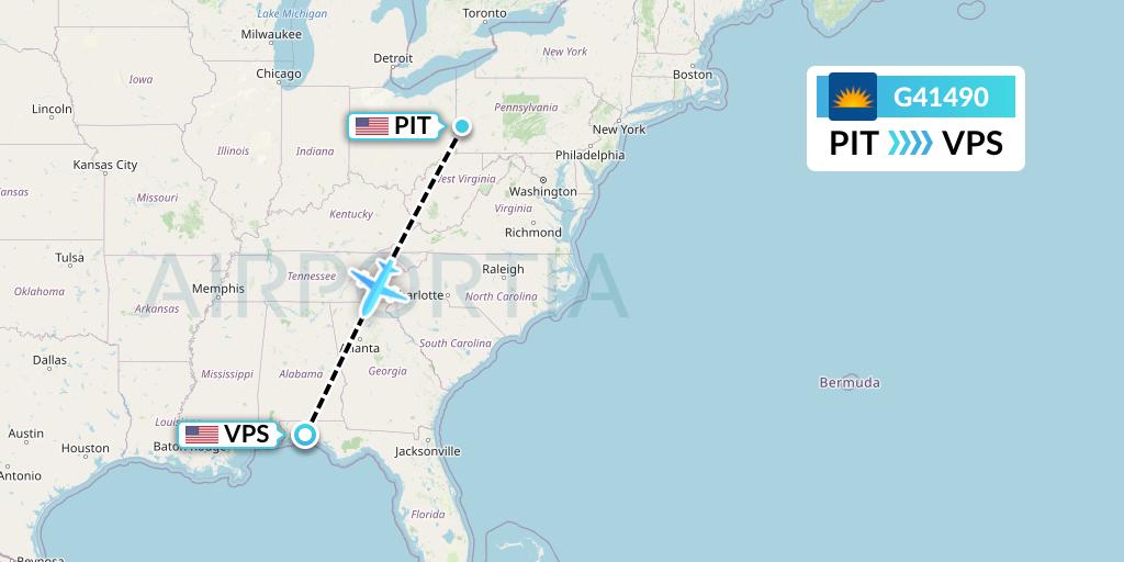 G41490 Allegiant Air Flight Map: Pittsburgh to Valparaiso