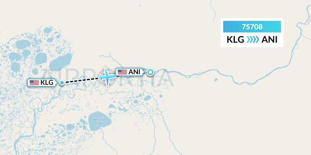 7S708 Ryan Air (USA) Flight Map: Kalskag to Aniak
