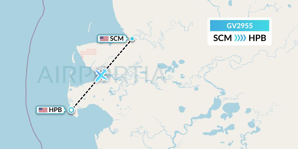 GV2955 Grant Aviation Flight Map: Scammon Bay to Hooper Bay