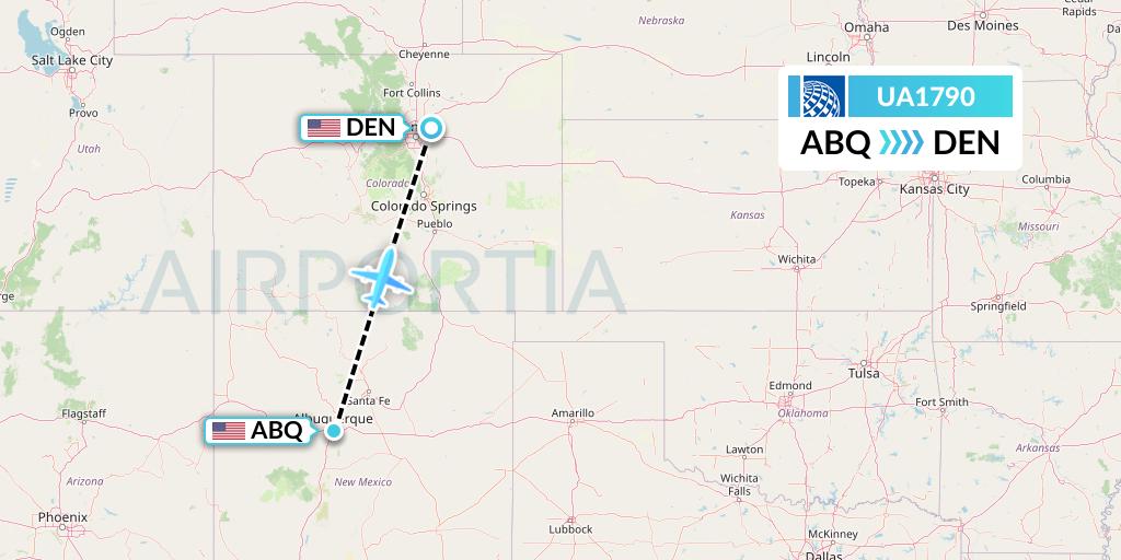 UA1790 United Airlines Flight Map: Albuquerque to Denver