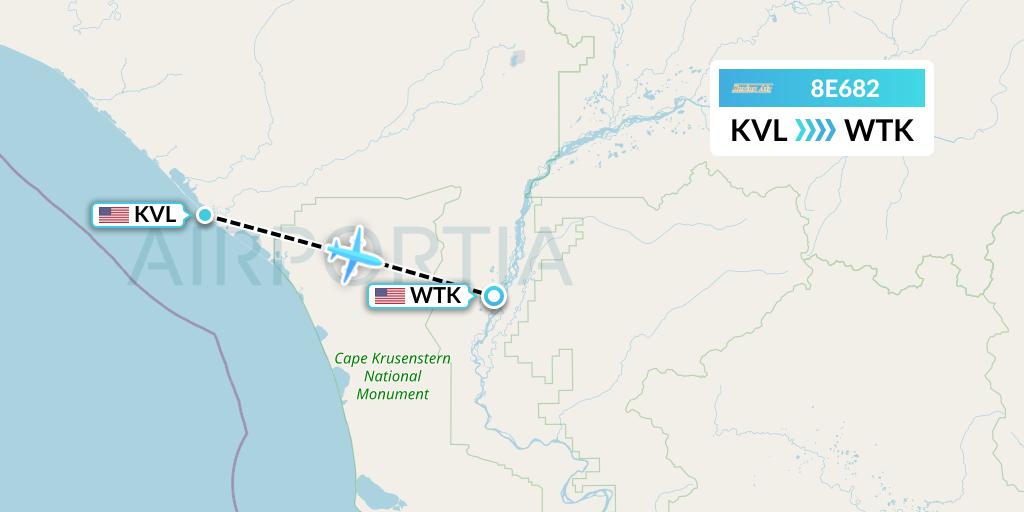 8E682 Bering Air Flight Map: Kivalina to Noatak