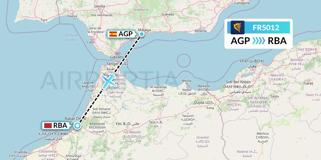 FR5012 Ryanair Flight Map: Malaga to Rabat