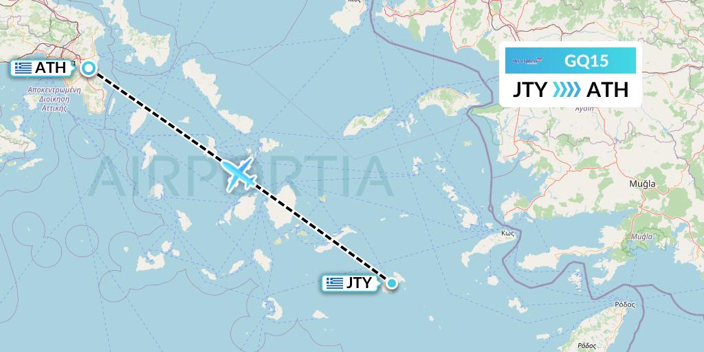 GQ15 Sky Express (Greece) Flight Map: Astypalaia Island to Athens