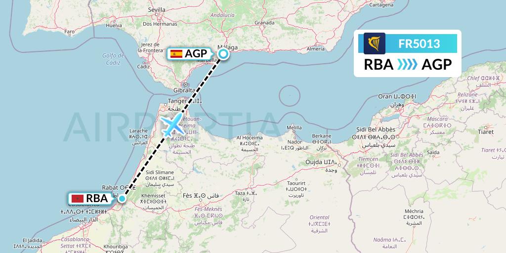 FR5013 Ryanair Flight Map: Rabat to Malaga