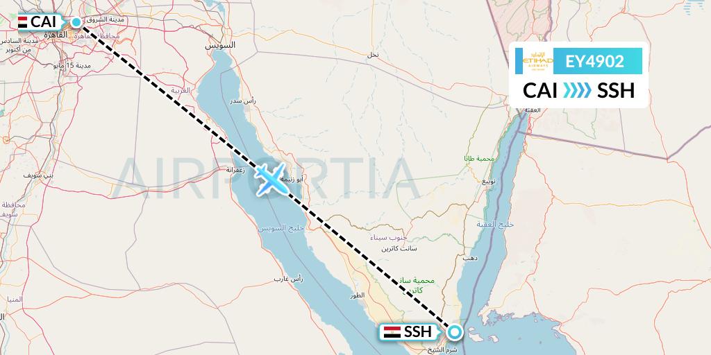 EY4902 Etihad Airways Flight Map: Cairo to Sharm el-Sheikh