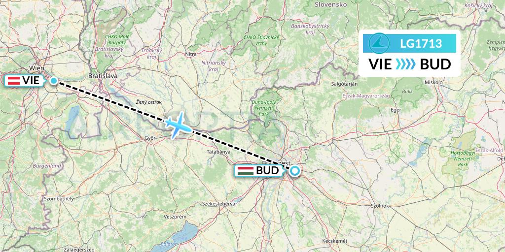 LG1713 Luxair Flight Map: Vienna to Budapest