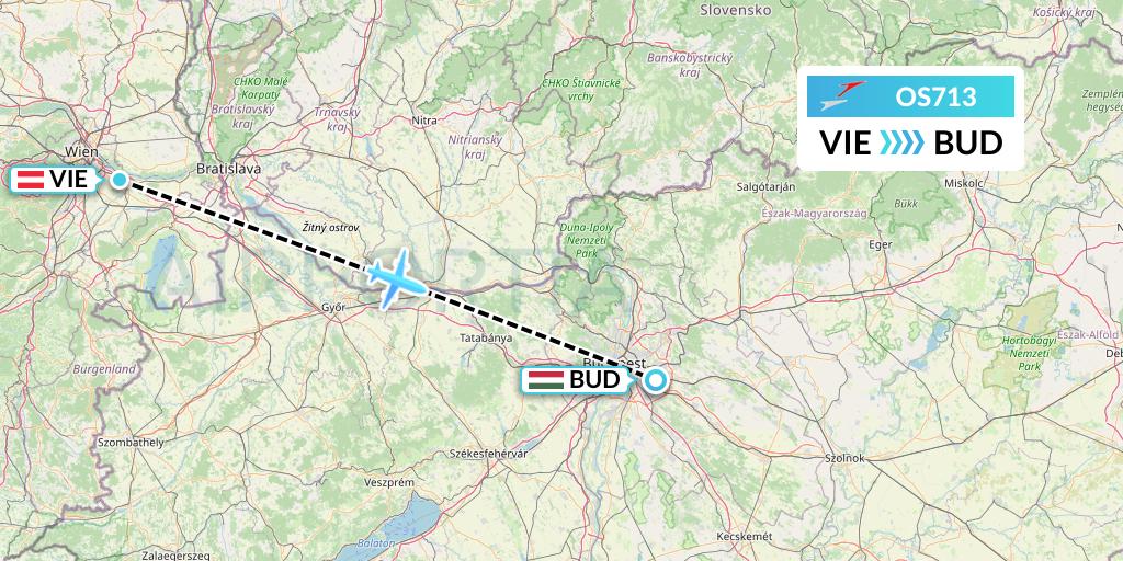 OS713 Austrian Airlines Flight Map: Vienna to Budapest