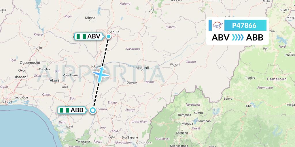P47866 Air Peace Flight Map: Abuja to Asaba