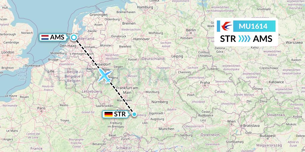 MU1614 China Eastern Airlines Flight Map: Stuttgart to Amsterdam