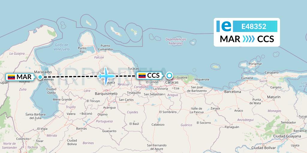 E48352 Estelar Latinoamerica C.A. Flight Map: Maracaibo to Caracas