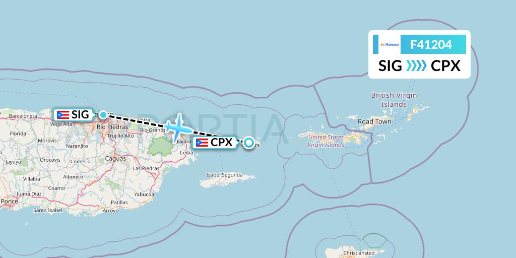 F41204 Air Flamenco Flight Map: San Juan to Isla De Culebra