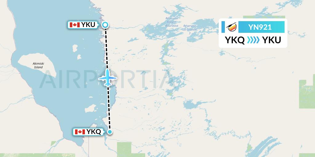 YN921 Air Creebec Flight Map: Waskaganish to Chisasibi