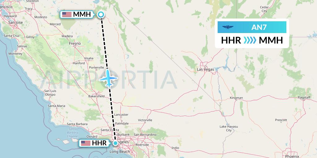 AN7 Advanced Air Flight Map: Hawthorne to Mammoth Lakes