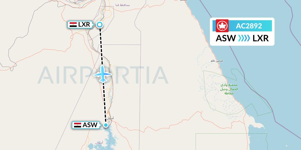 AC2892 Air Canada Flight Map: Aswan to Luxor